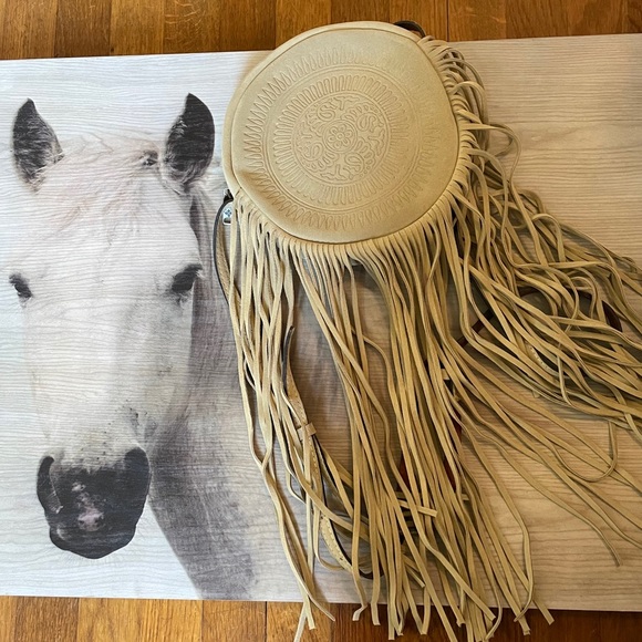 SOLD Patricia Nash Italian Leather Round Fringe Purse - Picture 12 of 13